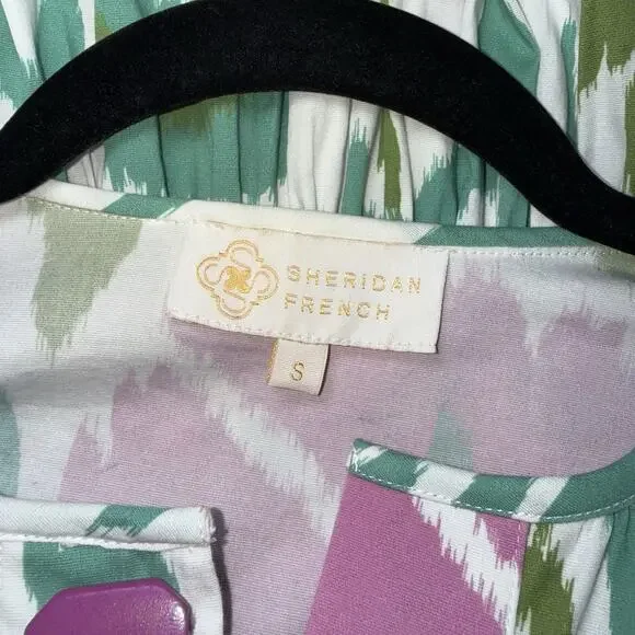 Sheridan French Women’s Eloise Maxi Dress Tulip Okay Print Teal Pink Size Small - Picture 9 of 10